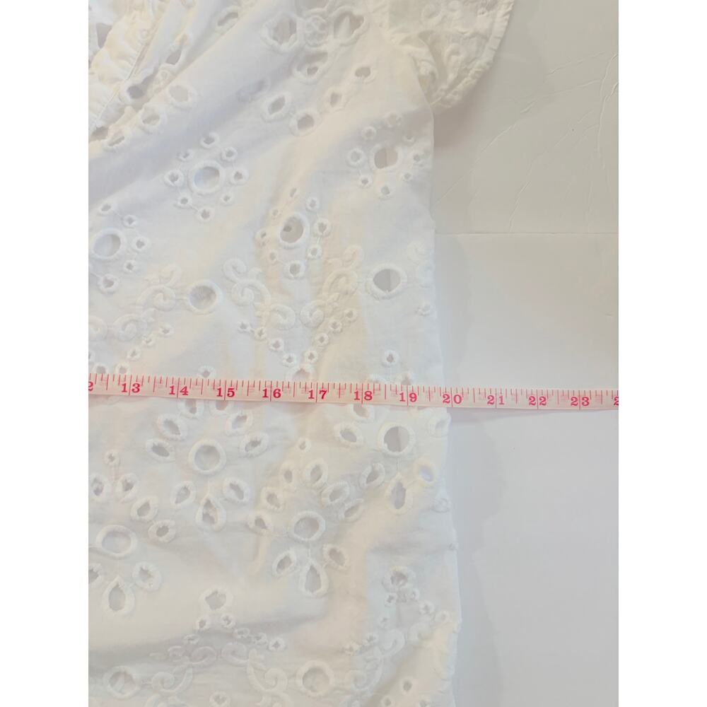 Figue Fia Eyelet Top White Chalk Size S 100% Cotton V Neck Button Blouse - Picture 7 of 9